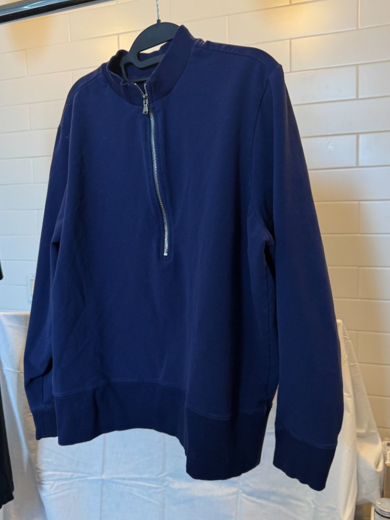 Euc Universal Standard Zoe Half Zip Funnel Neck Pullover Us M (18-20) Navy — image 4 of 8